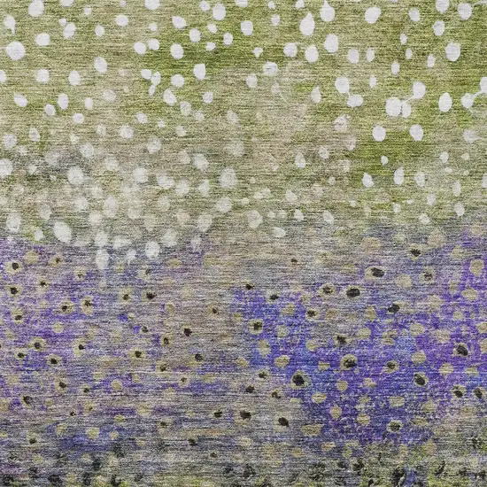 Green Purple And Black Abstract Washable Indoor Outdoor Area Rug Photo 5