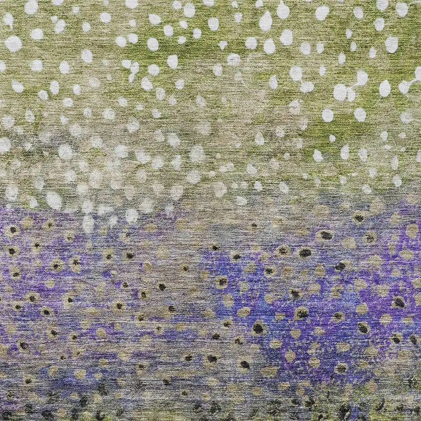 Green Purple And Black Abstract Washable Indoor Outdoor Area Rug Photo 5