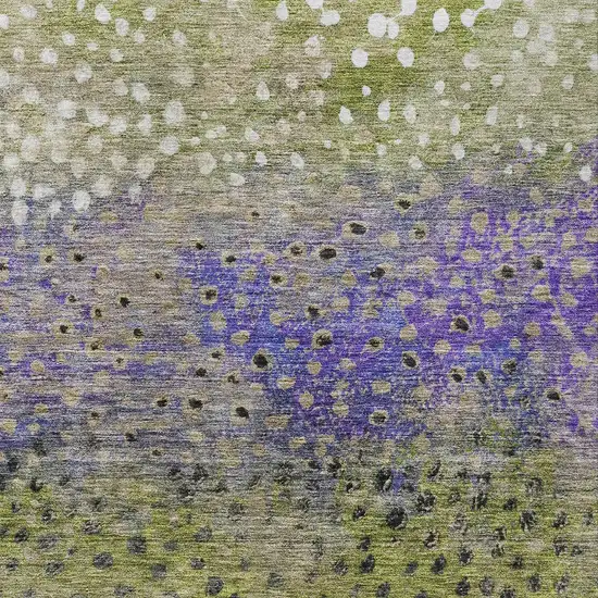 Green Purple And Black Abstract Washable Indoor Outdoor Area Rug Photo 5