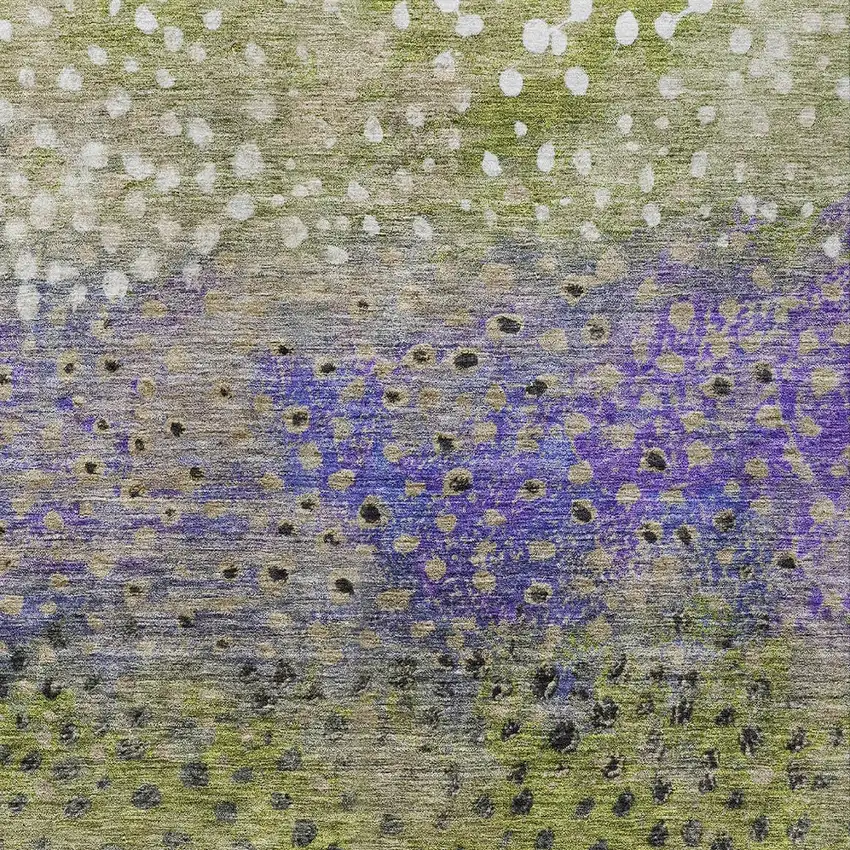 Green Purple And Black Abstract Washable Indoor Outdoor Area Rug Photo 5