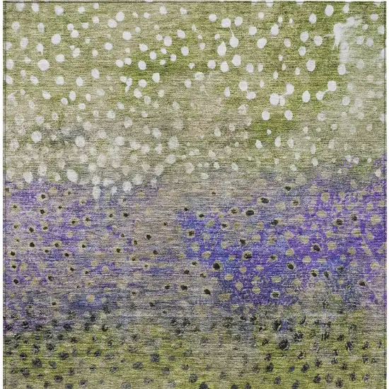 Green Purple And Black Abstract Washable Indoor Outdoor Area Rug Photo 6