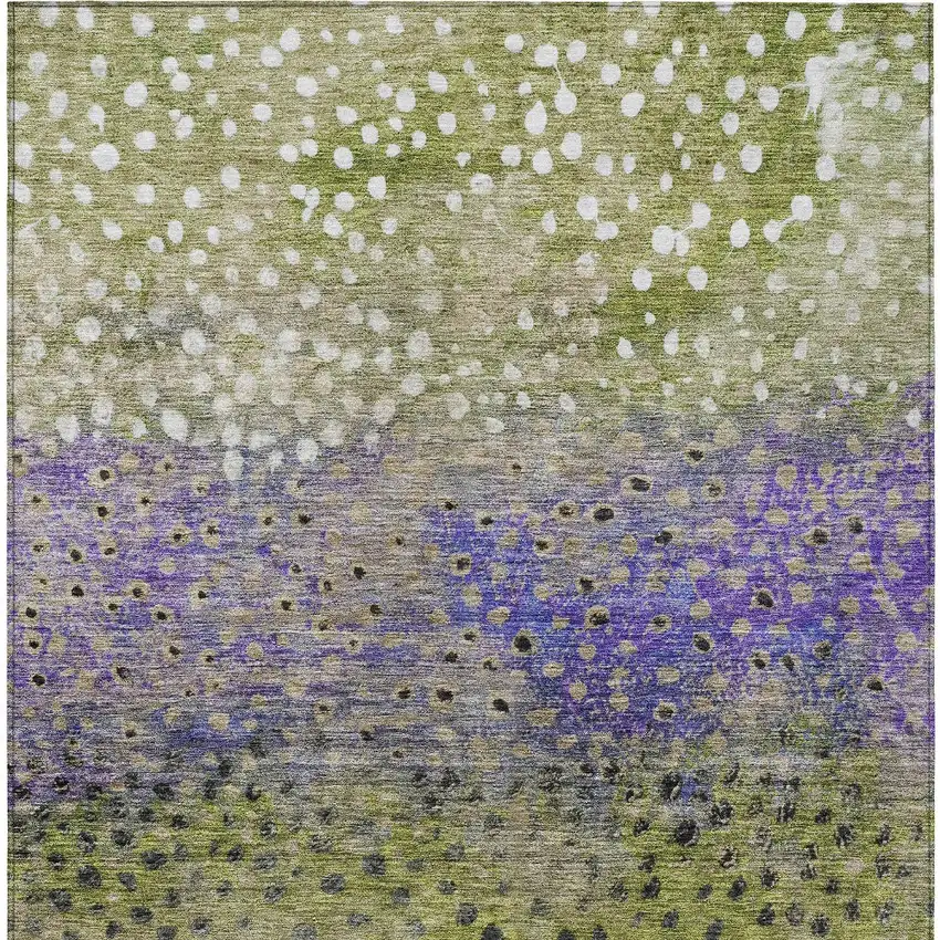 Green Purple And Black Abstract Washable Indoor Outdoor Area Rug Photo 6