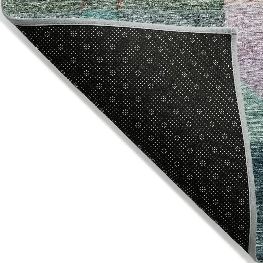 Green Purple And Blue Abstract Washable Indoor Outdoor Area Rug Photo 3