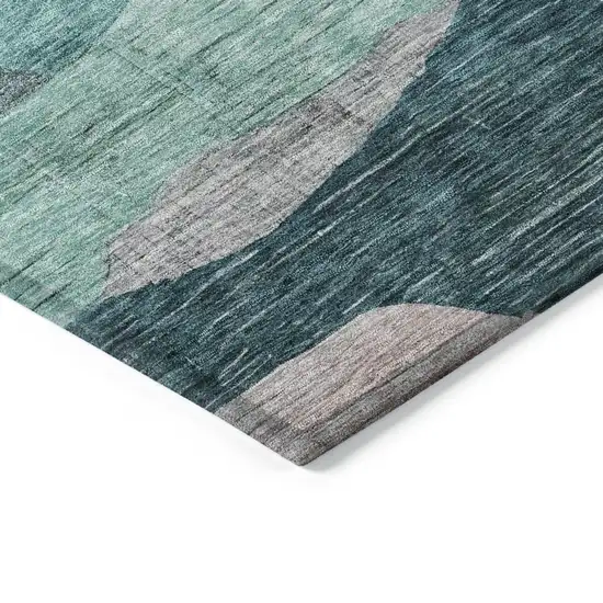 Green Purple And Blue Abstract Washable Indoor Outdoor Area Rug Photo 4
