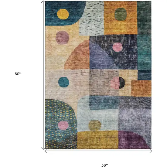 Green Purple And Blue Geometric Washable Indoor Outdoor Area Rug Photo 8