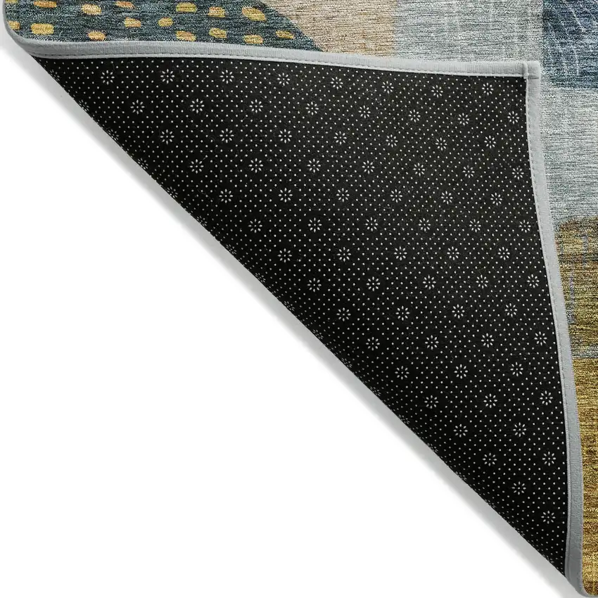 Green Purple And Blue Geometric Washable Indoor Outdoor Area Rug Photo 3