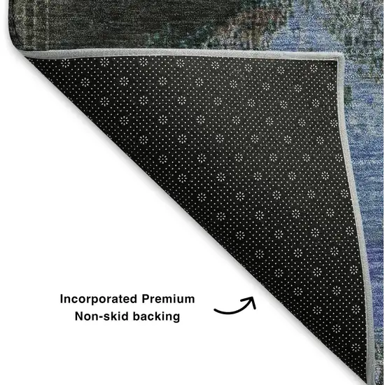 Green Purple And Brown Abstract Washable Area Rug With UV Protection Photo 6