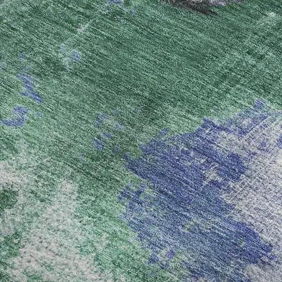 Green Purple And Brown Abstract Washable Area Rug With UV Protection Photo 3