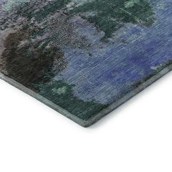 Green Purple And Brown Abstract Washable Area Rug With UV Protection Photo 8