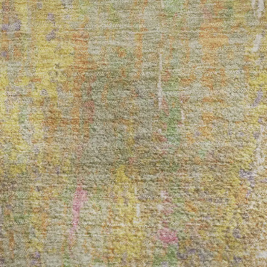 Green Purple And Gold Abstract Washable Area Rug With UV Protection Photo 4