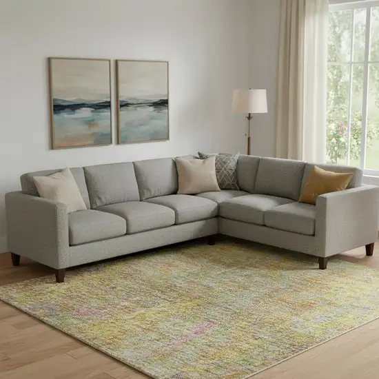 Green Purple And Gold Abstract Washable Area Rug With UV Protection Photo 2