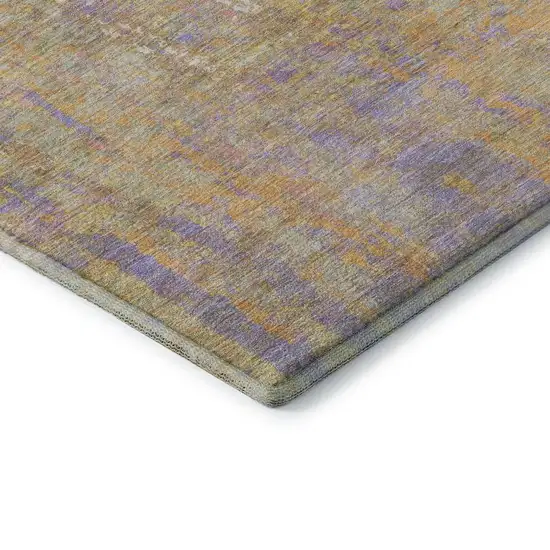 Green Purple And Gold Abstract Washable Area Rug With UV Protection Photo 9