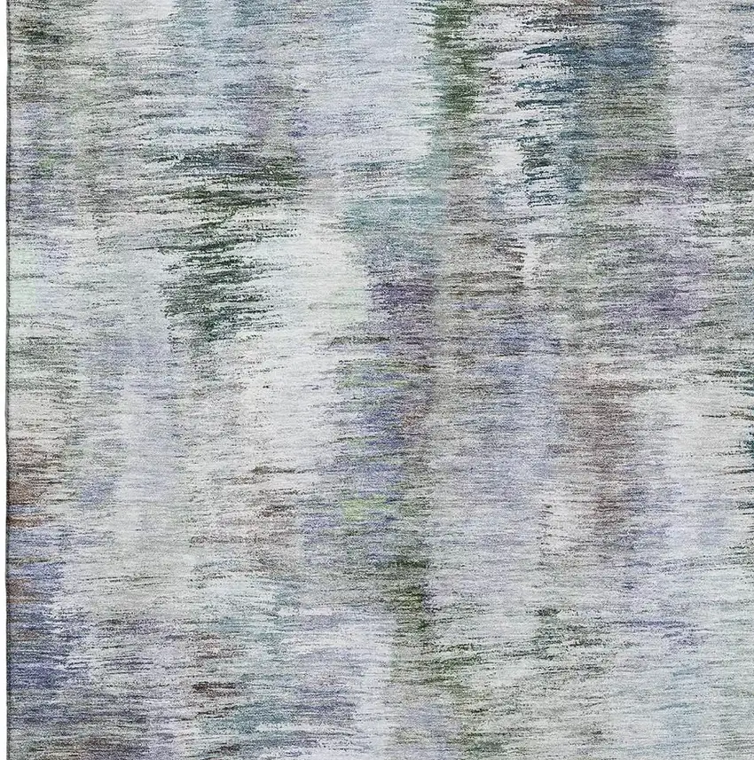 Green Purple And Gray Abstract Washable Area Rug With UV Protection Photo 4
