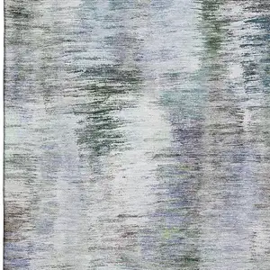 Photo of Green Purple And Gray Abstract Washable Area Rug With UV Protection