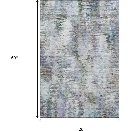 Green Purple And Gray Abstract Washable Area Rug With UV Protection Photo 3