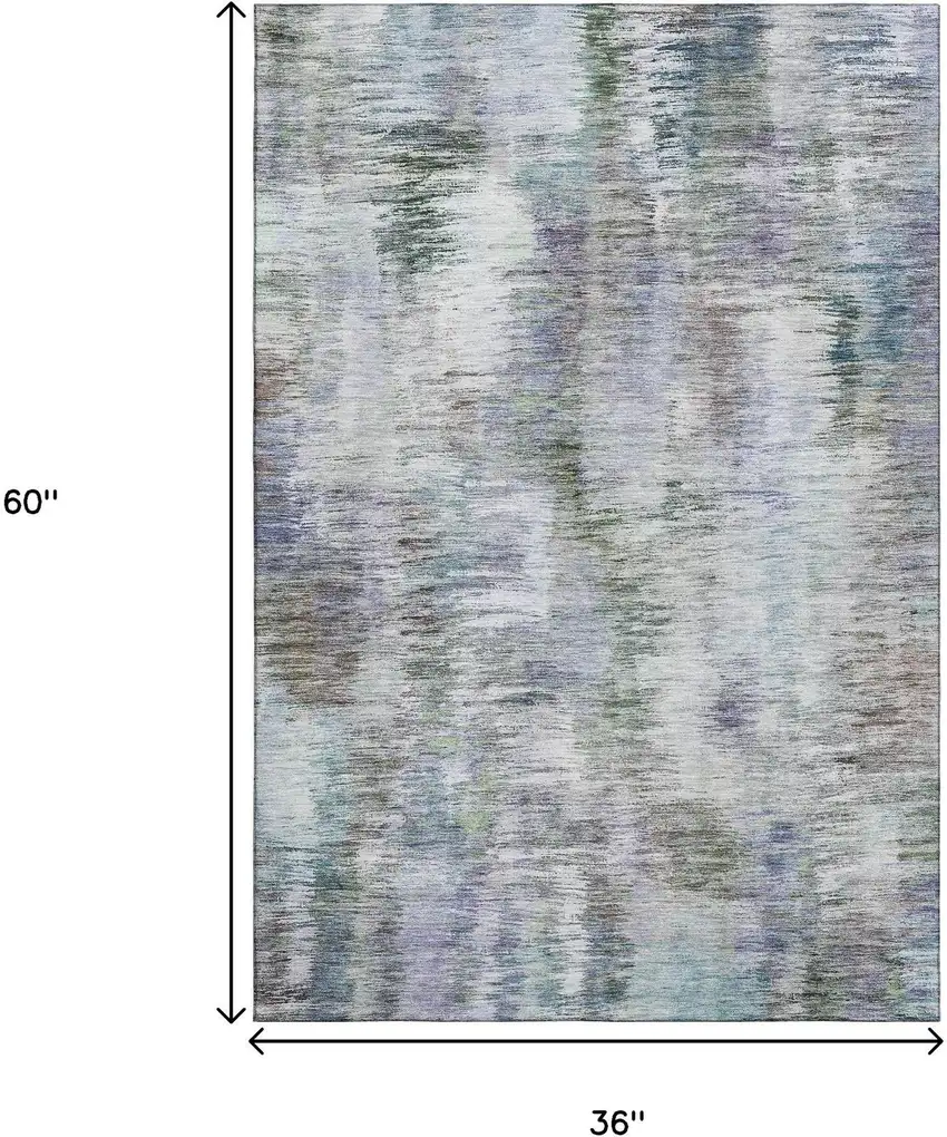 Green Purple And Gray Abstract Washable Area Rug With UV Protection Photo 3