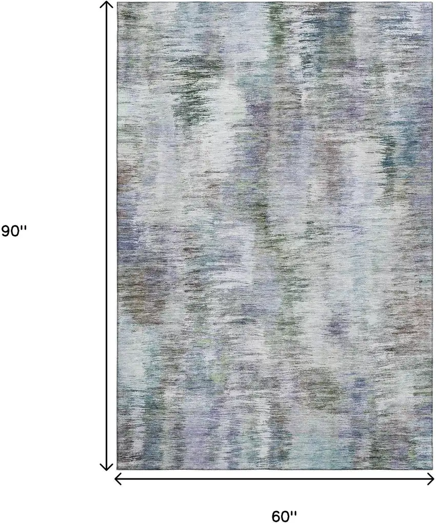 Green Purple And Gray Abstract Washable Area Rug With UV Protection Photo 3
