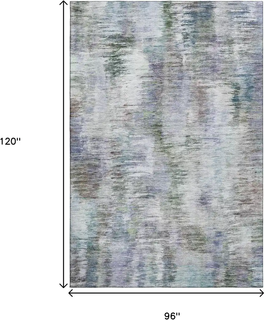 Green Purple And Gray Abstract Washable Area Rug With UV Protection Photo 3