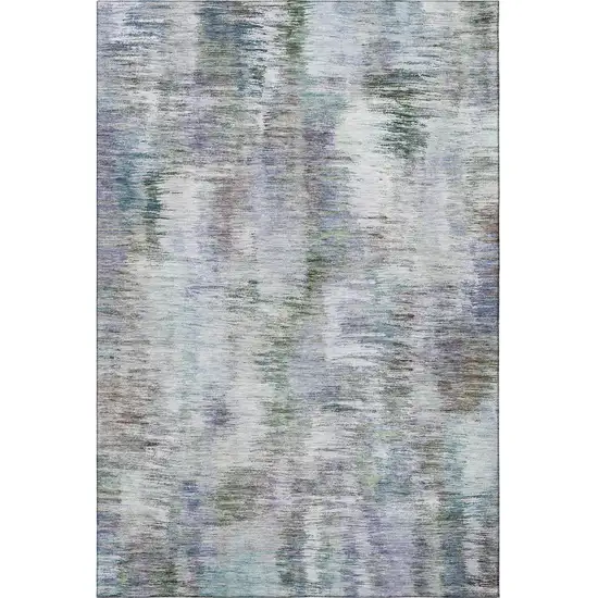 Green Purple And Gray Abstract Washable Area Rug With UV Protection Photo 4