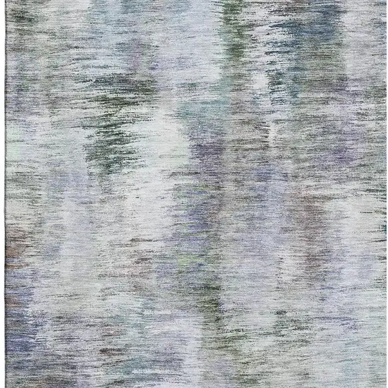 Green Purple And Gray Abstract Washable Area Rug With UV Protection Photo 3