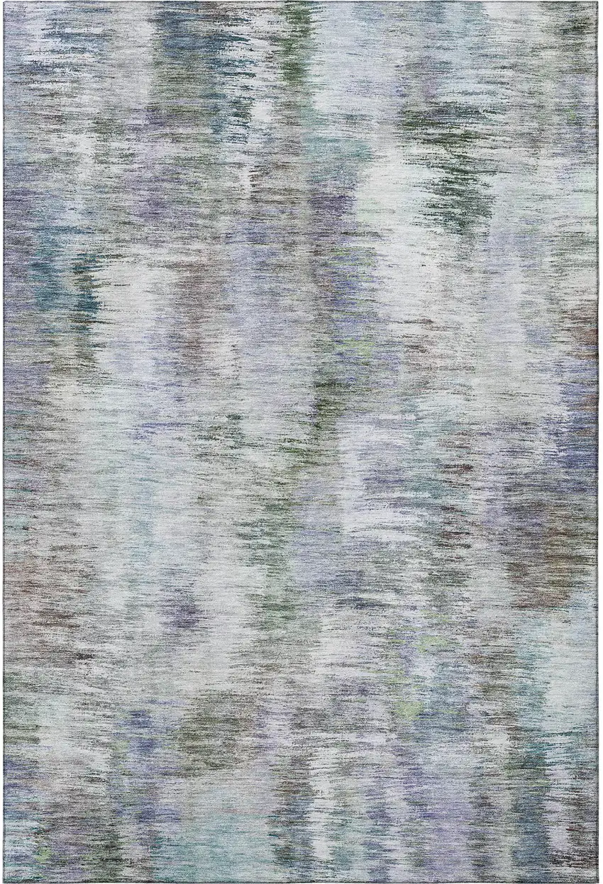 Green Purple And Gray Abstract Washable Area Rug With UV Protection Photo 4