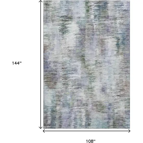 Green Purple And Gray Abstract Washable Area Rug With UV Protection Photo 3