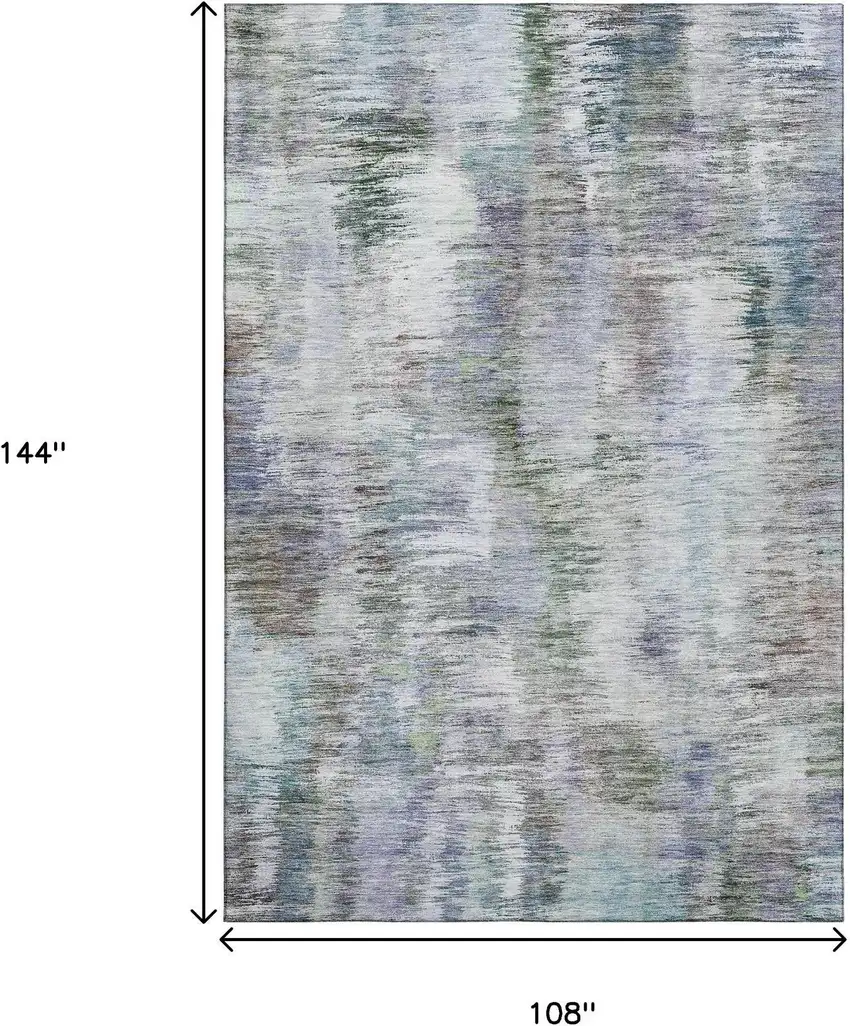 Green Purple And Gray Abstract Washable Area Rug With UV Protection Photo 3