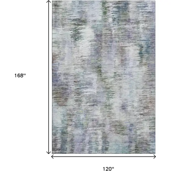 Green Purple And Gray Abstract Washable Area Rug With UV Protection Photo 3