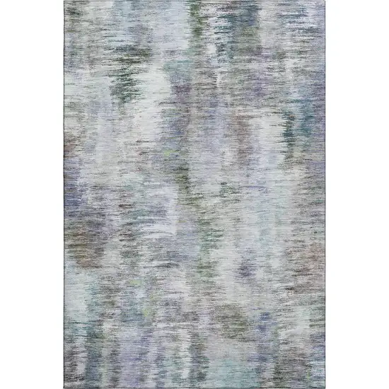Green Purple And Gray Abstract Washable Area Rug With UV Protection Photo 1