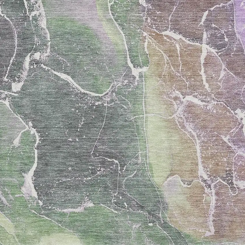 Green Purple And Gray Abstract Washable Area Rug With UV Protection Photo 2