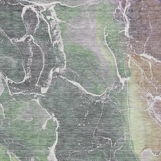 Green Purple And Gray Abstract Washable Area Rug With UV Protection Photo 2