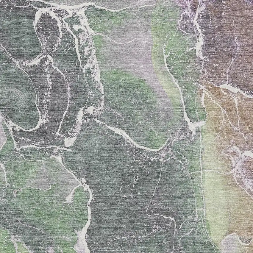 Green Purple And Gray Abstract Washable Area Rug With UV Protection Photo 2