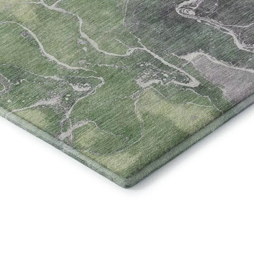 Green Purple And Gray Abstract Washable Area Rug With UV Protection Photo 7