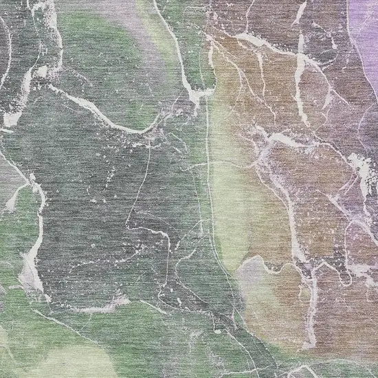 Green Purple And Gray Abstract Washable Area Rug With UV Protection Photo 3