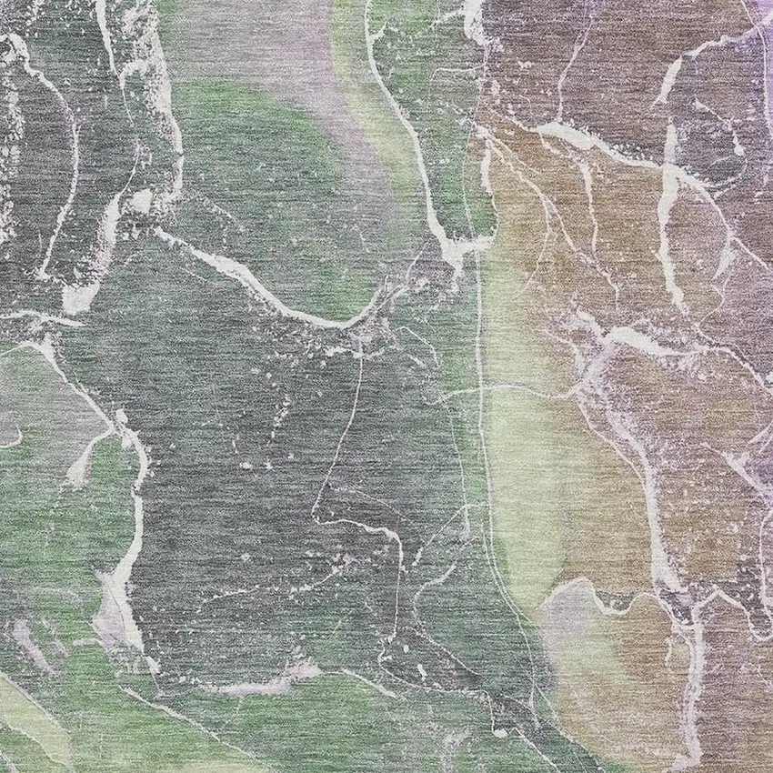 Green Purple And Gray Abstract Washable Area Rug With UV Protection Photo 2