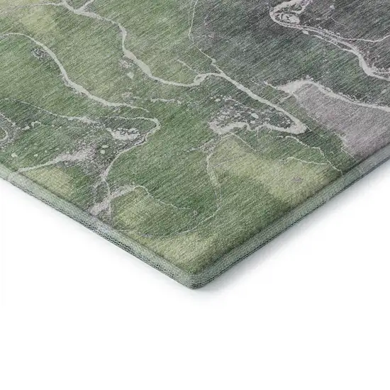 Green Purple And Gray Abstract Washable Area Rug With UV Protection Photo 7
