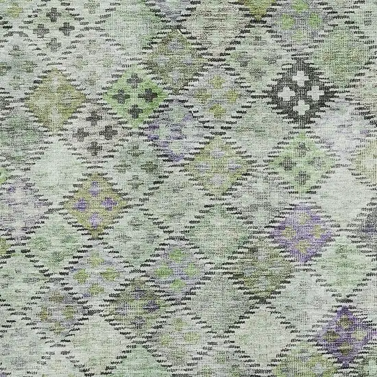 Green Purple And Gray Geometric Washable Area Rug With UV Protection Photo 2