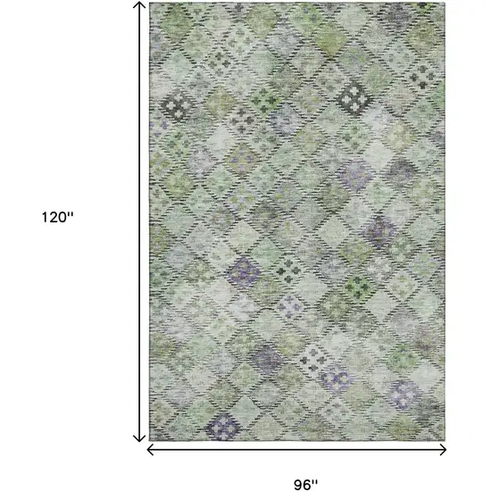 Green Purple And Gray Geometric Washable Area Rug With UV Protection Photo 9