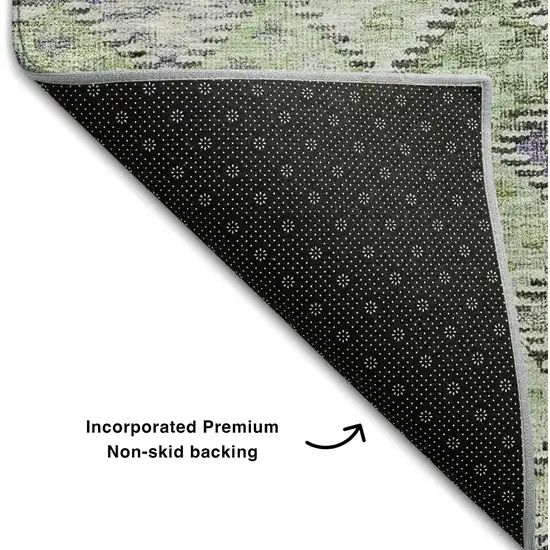 Green Purple And Gray Geometric Washable Area Rug With UV Protection Photo 5