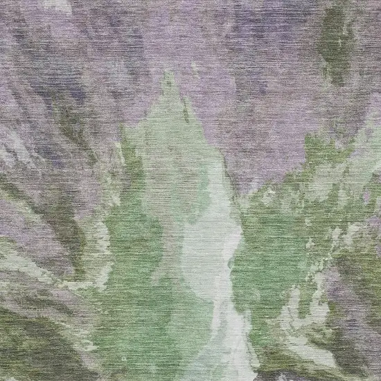 Green Purple And Ivory Abstract Washable Area Rug With UV Protection Photo 2