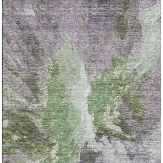 Green Purple And Ivory Abstract Washable Area Rug With UV Protection Photo 3