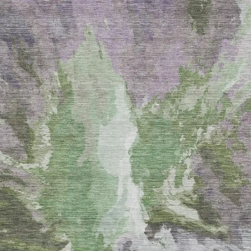 Green Purple And Ivory Abstract Washable Area Rug With UV Protection Photo 2