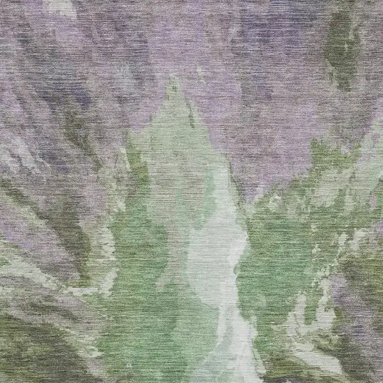Green Purple And Ivory Abstract Washable Area Rug With UV Protection Photo 2