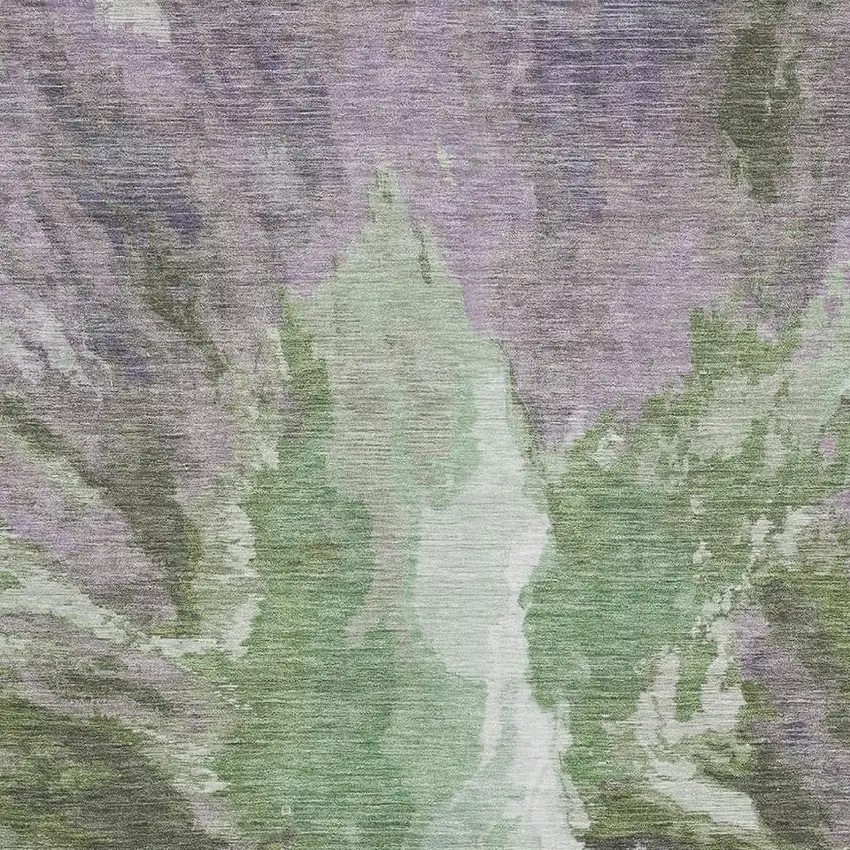 Green Purple And Ivory Abstract Washable Area Rug With UV Protection Photo 2