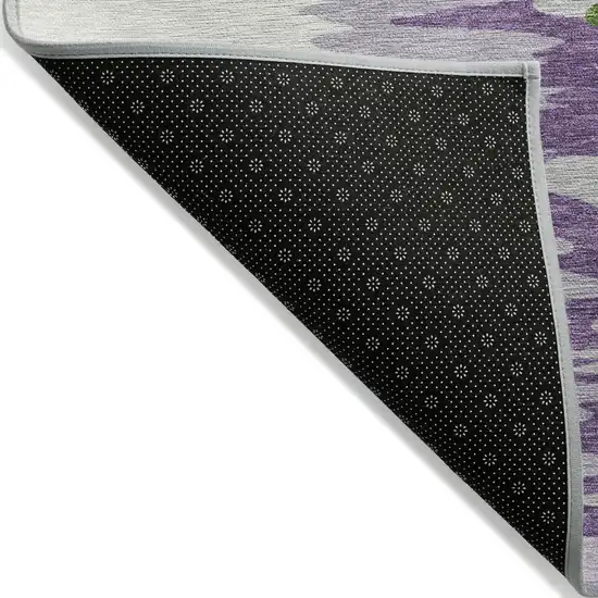 Green Purple And Ivory Abstract Washable Indoor Outdoor Area Rug Photo 3