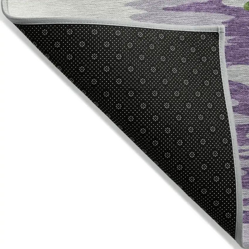 Green Purple And Ivory Abstract Washable Indoor Outdoor Area Rug Photo 3