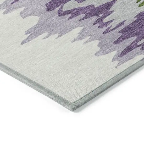Green Purple And Ivory Abstract Washable Indoor Outdoor Area Rug Photo 4