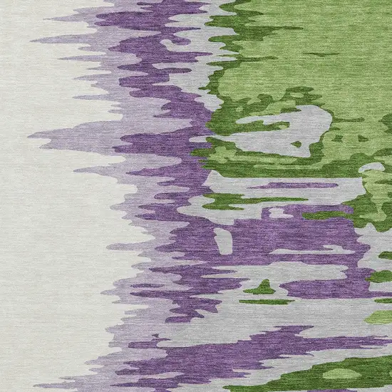 Green Purple And Ivory Abstract Washable Indoor Outdoor Area Rug Photo 5