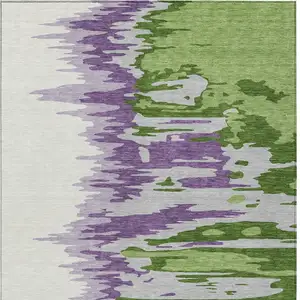 Photo of Green Purple And Ivory Abstract Washable Indoor Outdoor Area Rug