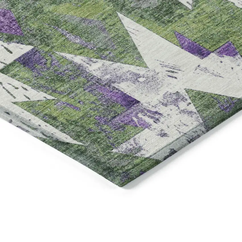 Green Purple And Ivory Aztec Washable Indoor Outdoor Area Rug Photo 9